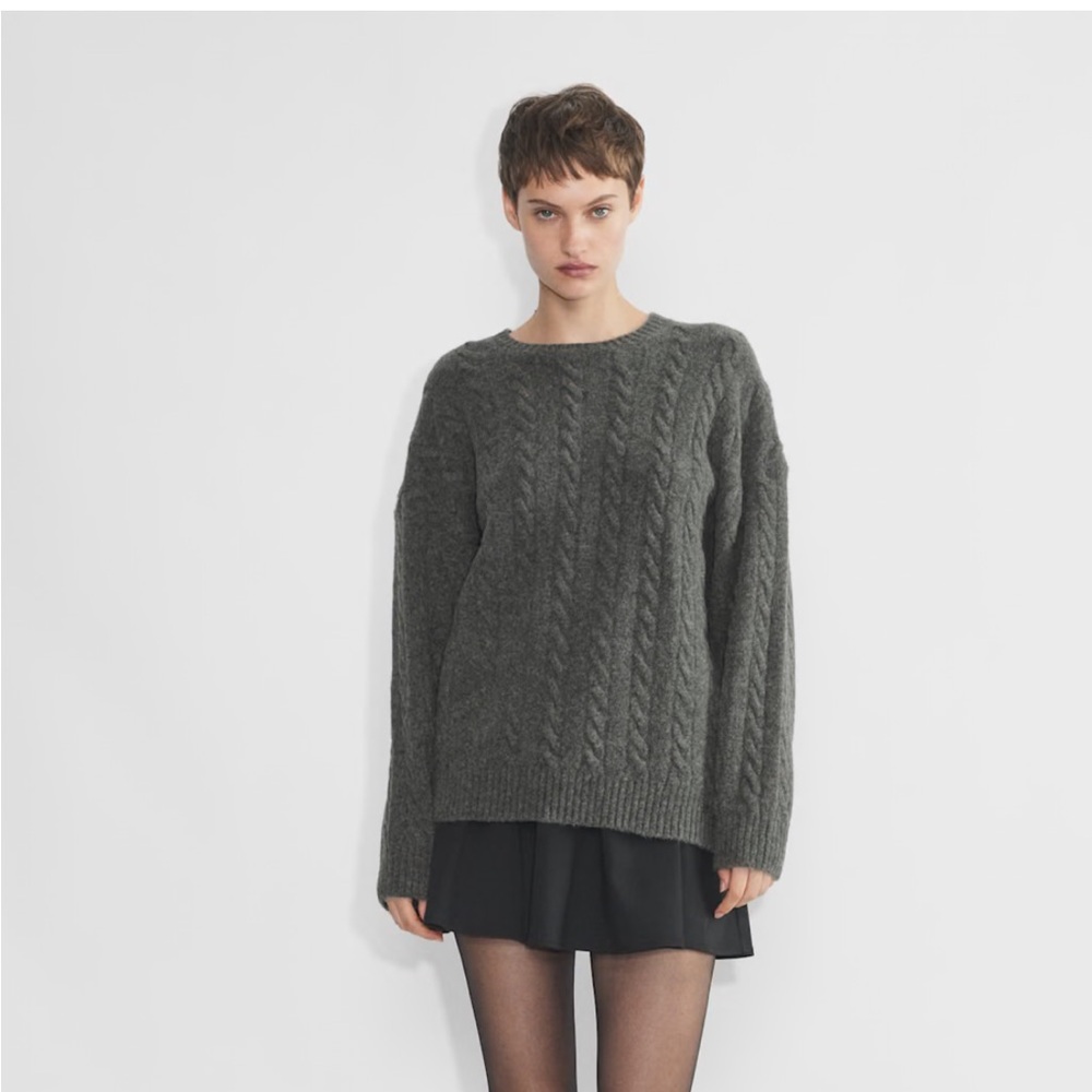 Gray Cable Knit Sweater